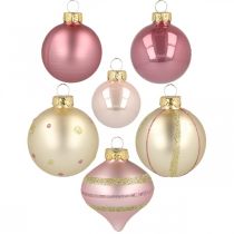 Product Christmas balls glass pink yellow assorted Ø4.5-7cm 20 pcs