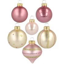 Product Christmas balls glass pink yellow sorted Ø4.5-7cm 20p