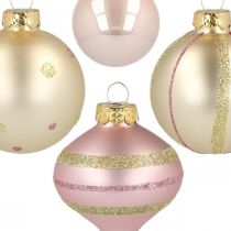 Product Christmas balls glass pink yellow sorted Ø4.5-7cm 20p