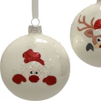 Christmas balls glass white Christmas tree balls winter Ø8cm 6pcs