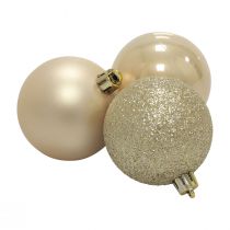 Product Christmas balls plastic champagne glitter matt Ø6cm 10p
