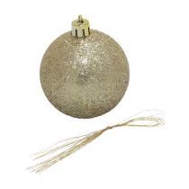 Product Christmas balls plastic champagne glitter matt Ø6cm 10p