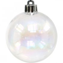 Product Christmas balls plastic transparent iridescent Ø6cm 12pcs