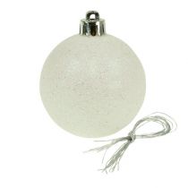 Christmas balls plastic white mother of pearl Ø6cm 10pcs