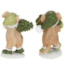 Product Christmas mice decoration mouse green brown H8cm 2 pcs