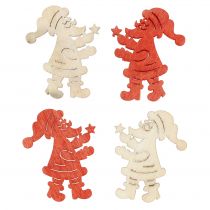 Santa Claus wood Decoration to control red, nature 4cm 72pcs