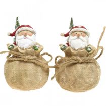 Product Decoration figure Santa Claus in a sack Christmas decoration Ø8cm/H13cm 2 pcs