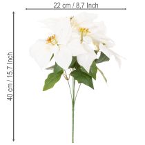 Product Artificial White Poinsettia Flower Stem 40cm