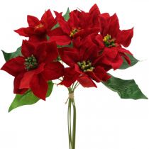 Product Artificial Poinsettia Red Silk Flowers Decoration 6 pcs in bunch