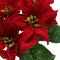 Product Artificial Poinsettia Red Silk Flowers Decoration 6 pcs in bunch