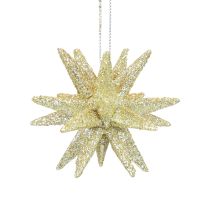 Poinsettias Christmas decorations gold glitter Ø7cm 6pcs