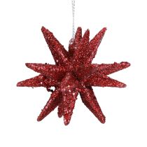 Poinsettias Christmas decorations red glitter Ø7cm 6pcs