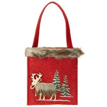 Product Christmas Bag Red with Fur 15.5cm x 18cm 3 pcs
