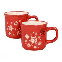 Christmas cups cup red ceramic cup H9cm 2pcs