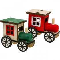 Product Christmas Train Railway Decoration Wooden Locomotive H7.5cm 4 pcs