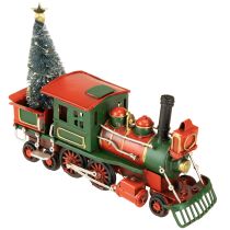 Product Christmas train red metal decorative locomotive with Christmas tree 20cm