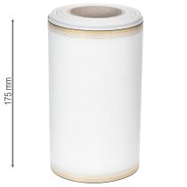 Product White moiré wreath ribbon with gold pearl edge, 175mm - Elegant ribbon for decoration and floristry