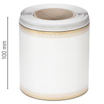 Product White moiré wreath ribbon with pearl edge and taffeta binding, decorative ribbon, mourning ribbon, width 100mm, length 25m