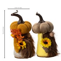 Product Pumpkin Gnome Autumn Decorations with Sunflower and Beard 16cm Set of 2
