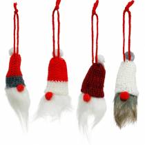 Product Gnome with pointed hat for hanging red, white, gray L10–12cm 12pcs