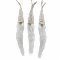 Product Gnome with pointed hat to hang cream 48cm L57cm 3pcs