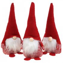 Gnome with beard, Advent decoration, decorative dwarf H24cm W9cm 3pcs