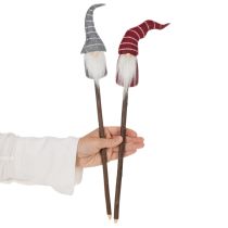 Product Gnome Decoration Figures with Striped Hats on Wooden Sticks 46cm Set of 6