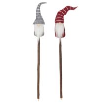 Product Gnome Decoration Figures with Striped Hats on Wooden Sticks 46cm Set of 6