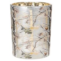 Product Glass Lantern with Winter Forest Branch Design, Gold Interior, 12cm