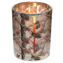 Product Glass Lantern with Winter Forest Branch Design, Gold Interior, 12cm