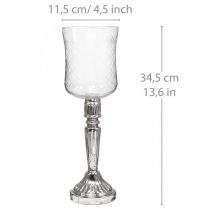 Product Lantern glass candle glass antique look clear, silver Ø11.5cm H34.5cm