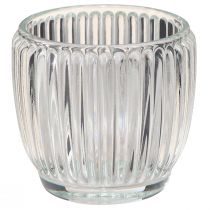 Product Lantern glass candle glass with grooves clear Ø7cm 6 pcs