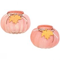 Product Lantern glass pumpkin tealight frosted Ø16cm H11cm 2pcs