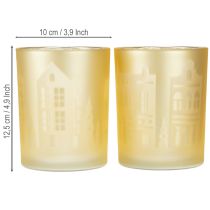 Product Lantern glass silver gold city silhouette H12.5cm 4 pcs