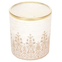 Product Lantern glass tealight holder floral pattern Ø8cm H9cm 2pcs
