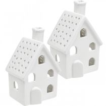 Product Lantern House Ceramic Light House Advent White H14cm 2 Pcs