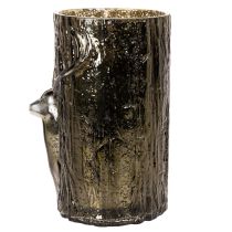 Product Glass Lantern with Deer Head and Tree Reliefs, 26cm, Green-Brown, Indoor Decoration