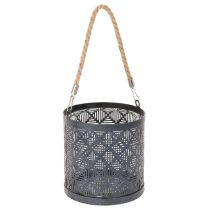 Product Lantern metal decoration Lantern with handle and glass Anthracite Ø16cm 2pcs