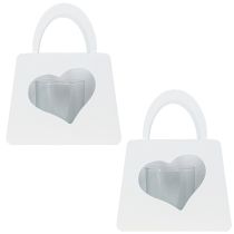 Product Lantern Metal Decoration Bag with Heart White H18cm 2pcs