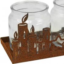 Product Lantern metal glass insert patina decorative candles 21.5cm