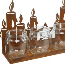 Product Lantern metal glass insert patina decorative candles L41cm