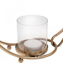 Product Lantern metal candle holder golden glass Ø33cm