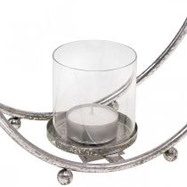 Product Lantern metal candle holder silver glass Ø33cm