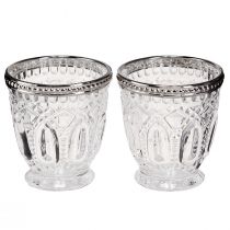 Product Lantern Retro Glass with Metal Rim Clear Ø7cm H8cm 6 pcs