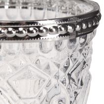 Product Lantern Retro Glass with Metal Rim Clear Ø7cm H8cm 6 pcs