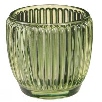 Product Lantern tealight holder glass green retro Ø7cm H7cm 6 pcs