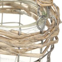 Product Lantern tealight holder glass metal willow Ø10.5cm 3pcs