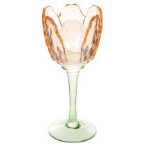 Product Tulip-shaped glass tealight holder, vintage style, romantic home decoration, 20cm