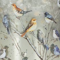 Product Glass Candle Holder with Winter Bird Design, 12cm