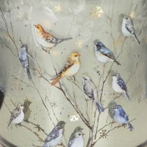 Product Glass Tealight Holders with Bird and Snowflake Design, Gold Interior, 8cm, Set of 2
